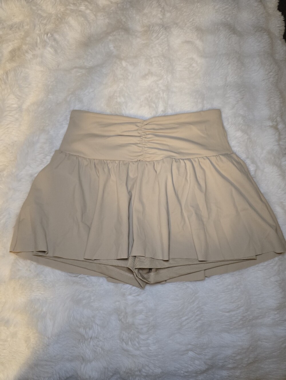 Forever 21 Beige Fitness Skort with Flared Overlay